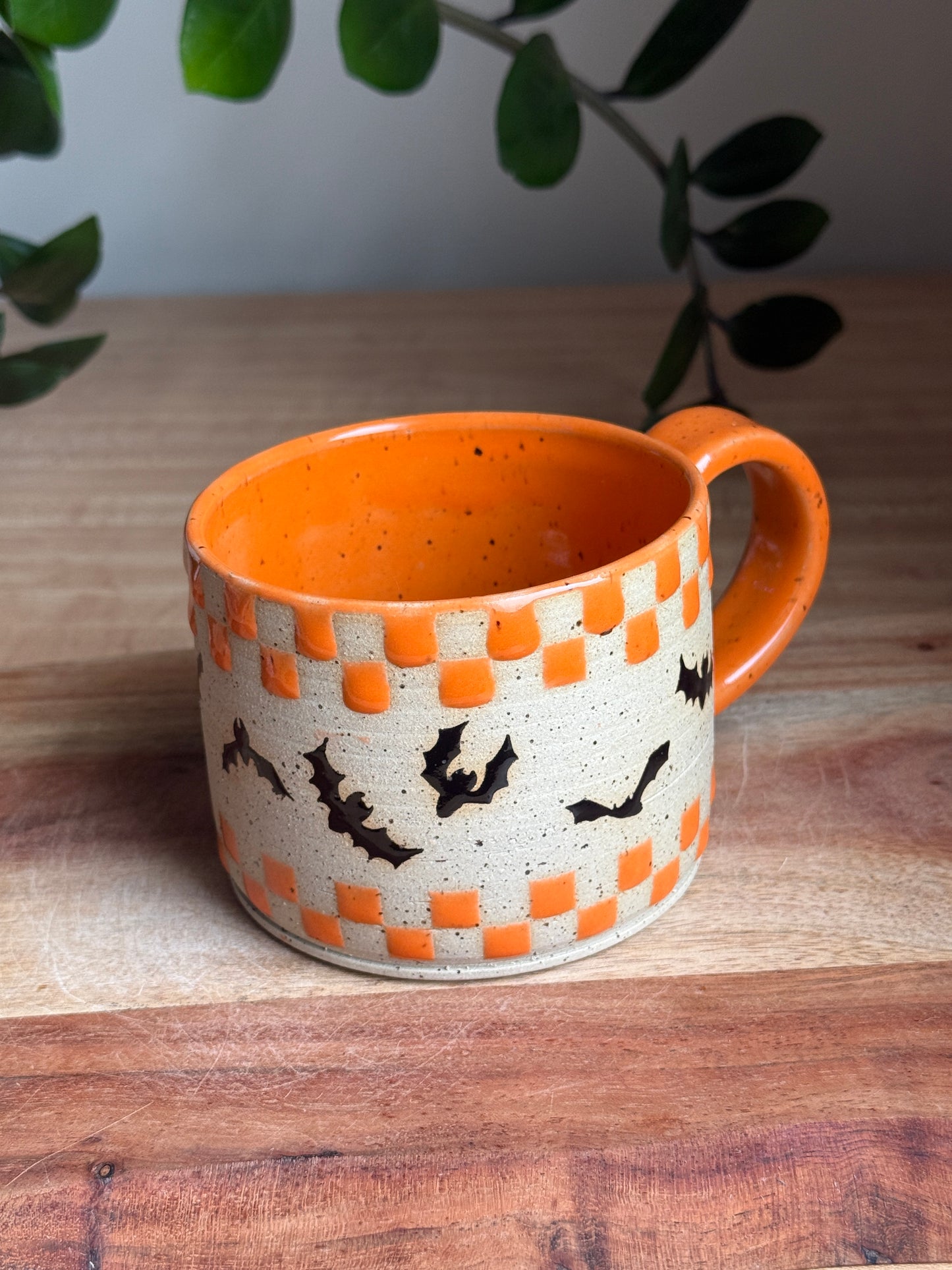 Orange Checkered Mug w. Bats