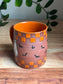 Orange Checkered Mug w. Single Ghost (Red Clay)