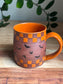 Orange Checkered Mug w. Single Ghost (Red Clay)