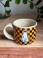 Orange and Black Checkered Ghost Mug