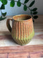 Green and Brown Carved Mug