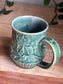 Blue Carved Moon and Leaves Mug A