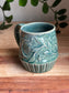 Blue Carved Moon and Leaves Mug B