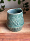 Blue Carved Moon and Leaves Mug B