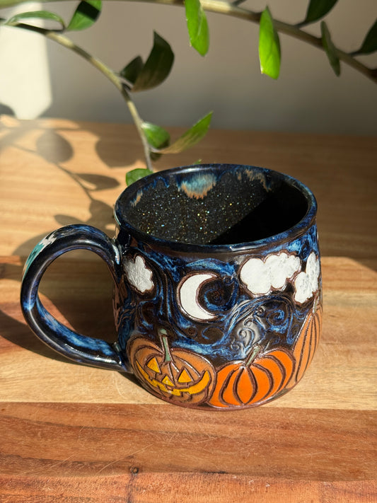 Carved Pumpkin Scene Mug
