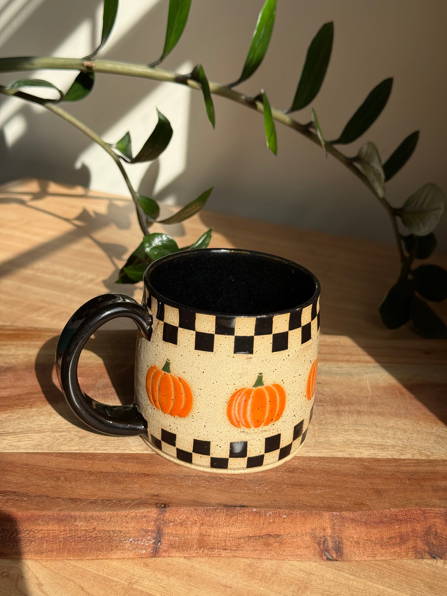 Checkered Pumpkin Mug