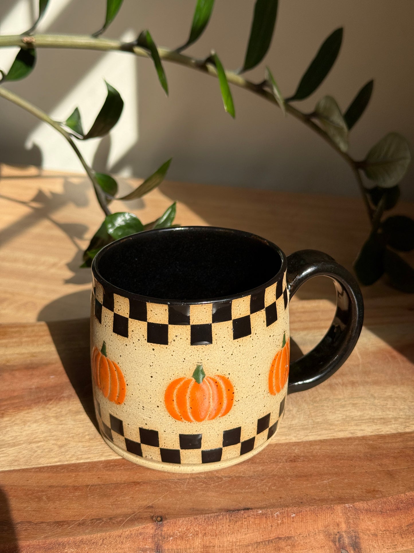 Checkered Pumpkin Mug