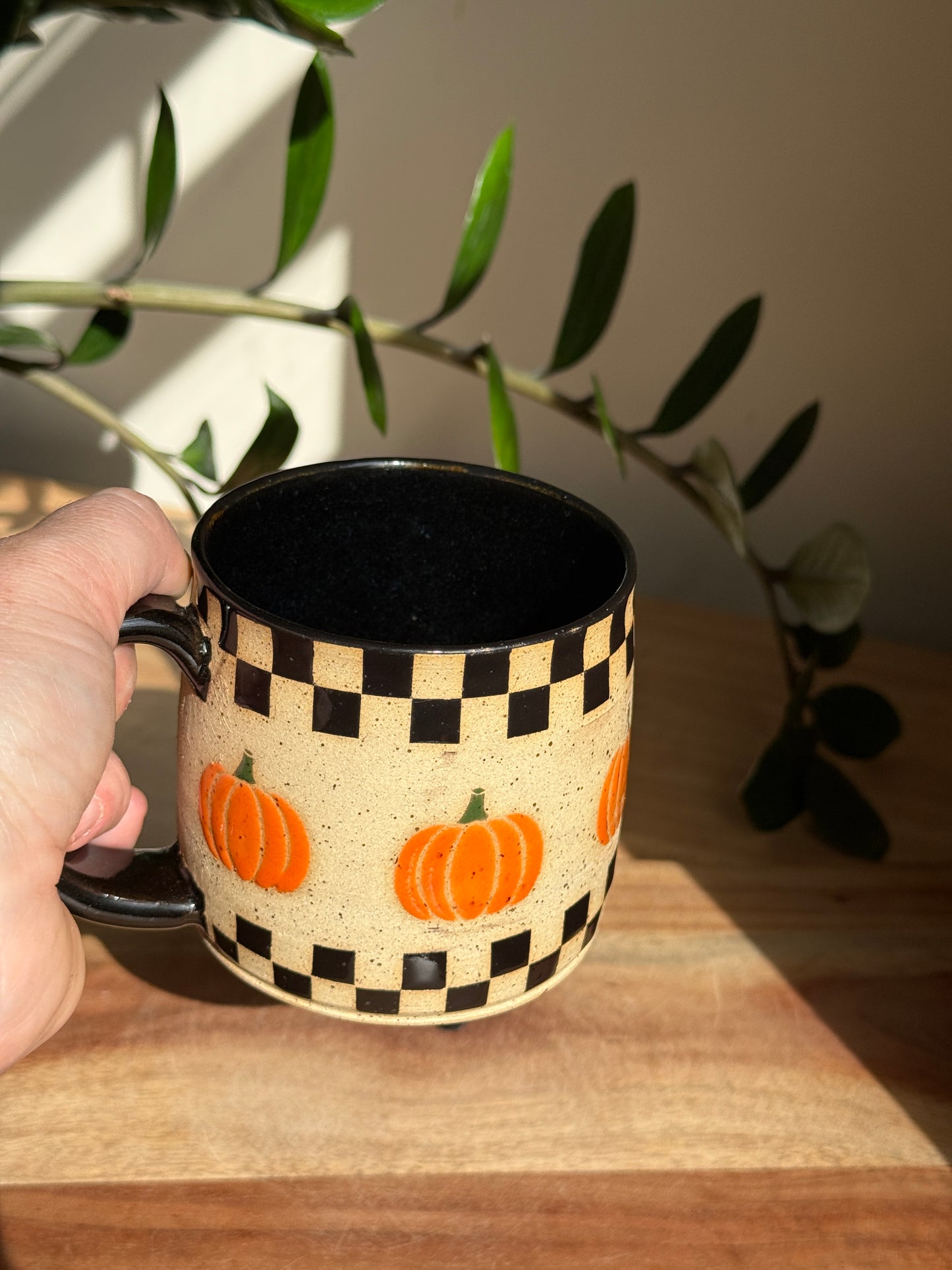 Checkered Pumpkin Mug