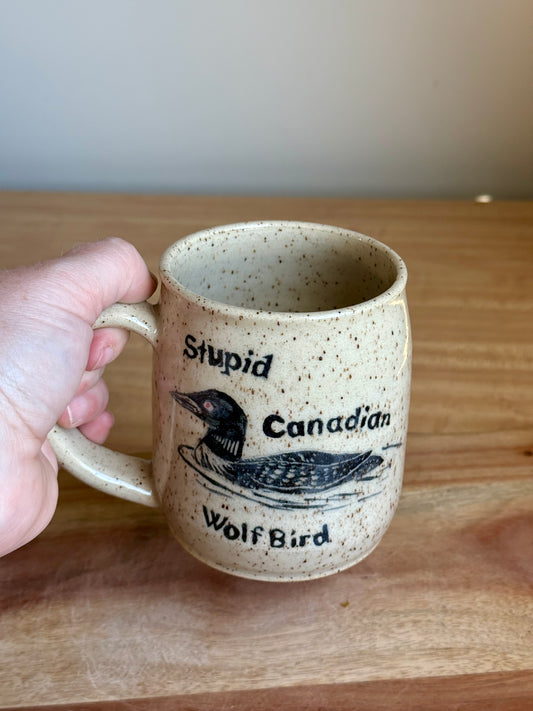 Stupid Canadian Wolf Bird Mug 1