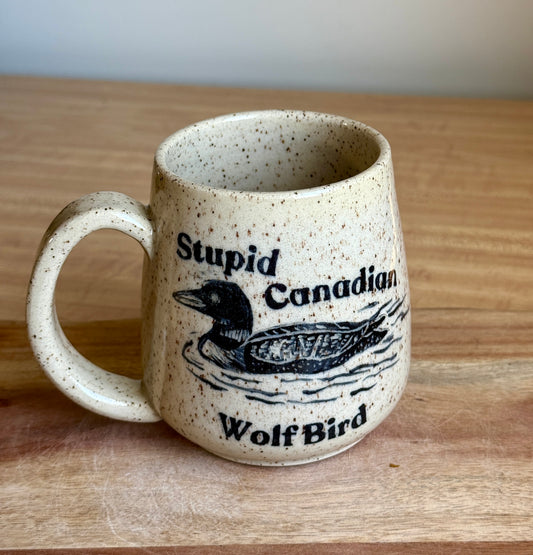 Stupid Canadian Wolf Bird Mug 4