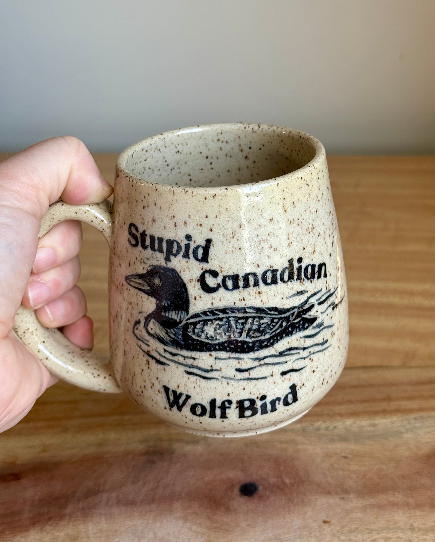 Stupid Canadian Wolf Bird Mug 4