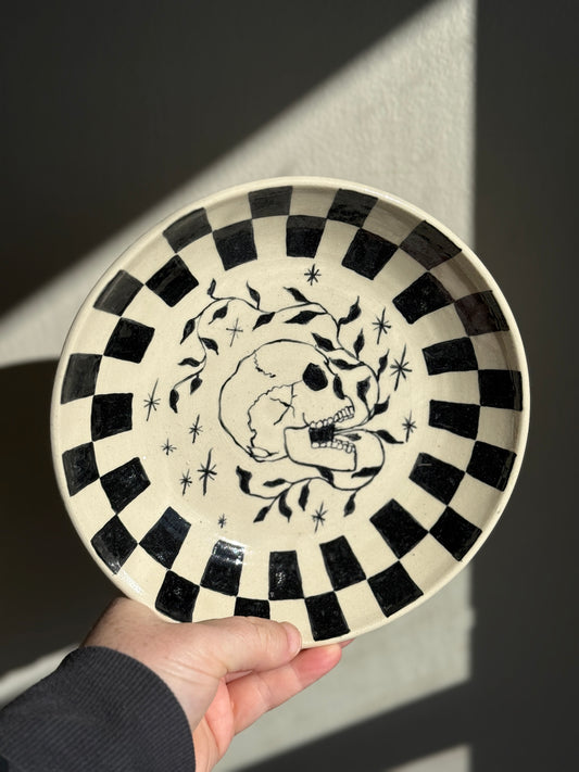 Checkered Skull Bowl Plate