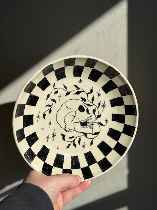 Checkered Skull Bowl Plate